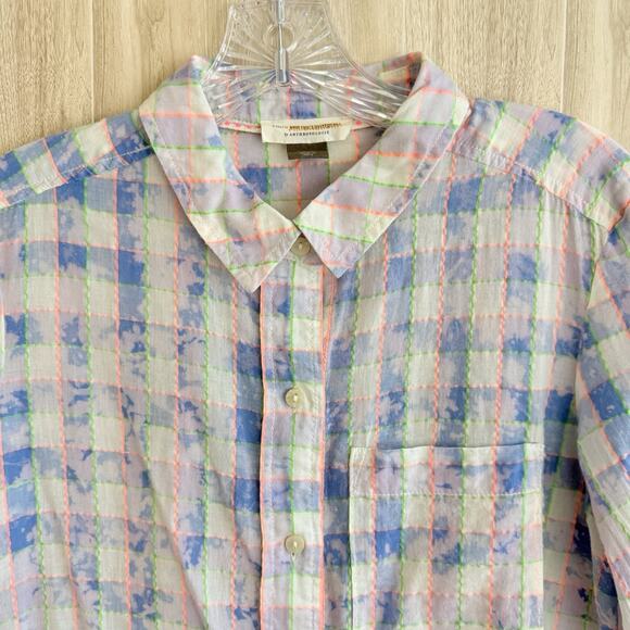 Pilcro And The Letterpress Anthropologie Shirt Womens S Button Up Plaid Splatter - Picture 6 of 13